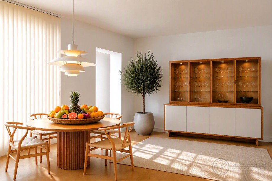 Esszimmerbereich und Durchgang zum Zimmer 1 Etagenwohnung Berlin