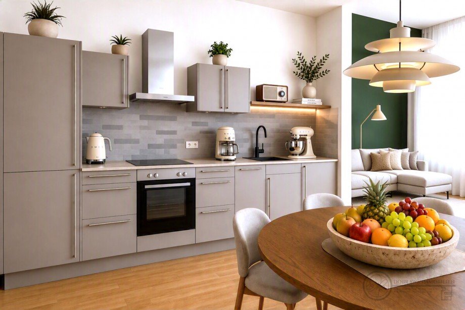 Wohnzimmer & K�che Etagenwohnung Berlin