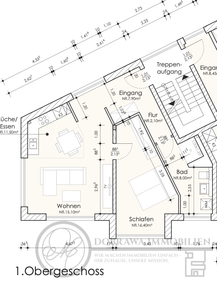 Grundriss 2-Zimmer-Wohnung Dachgeschosswohnung Niederlehme