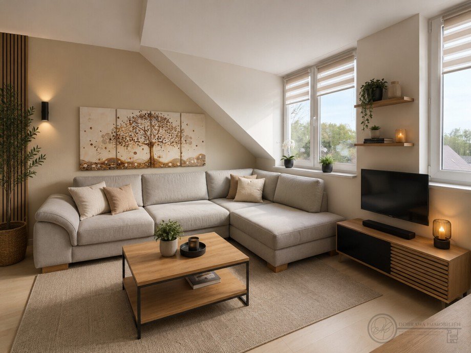 Visualisierung Wohnzimmer Dachgeschosswohnung Gallun